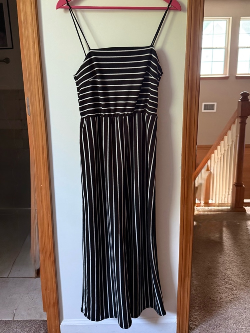 Black & White Striped Spaghetti Strap jumpsuit